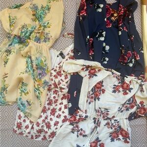 Women’s Floral Dress and Romper Bundle (Yellow, Navy, White, Cream)